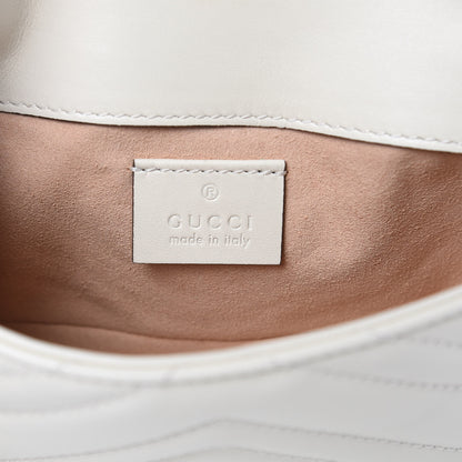 Gucci Calfskin Matelasse Super Mini GG Marmont Shoulder Bag White 6 of 10
