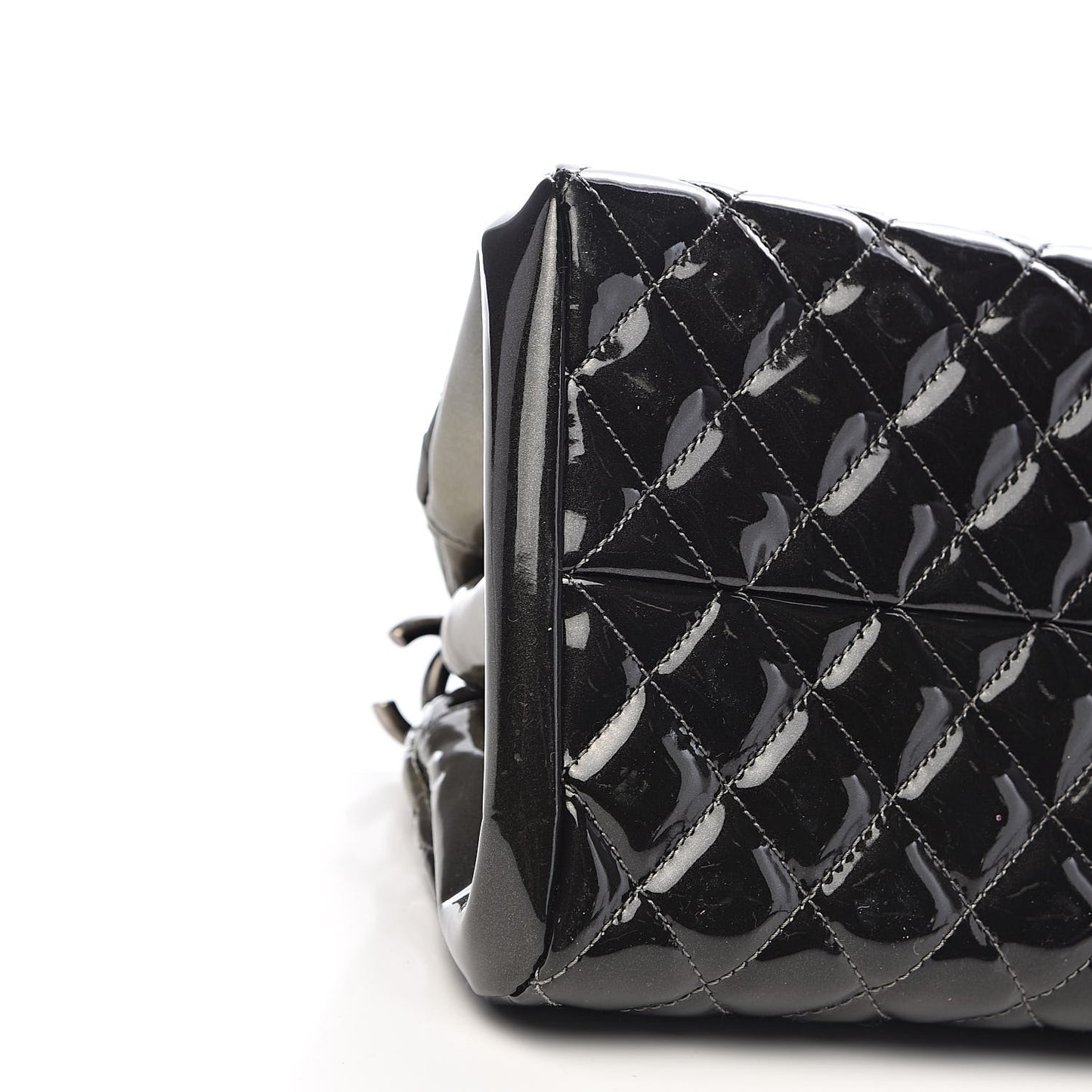 Metallic Patent Quilted Medium Just Mademoiselle Bowling Bag Silver Degrade