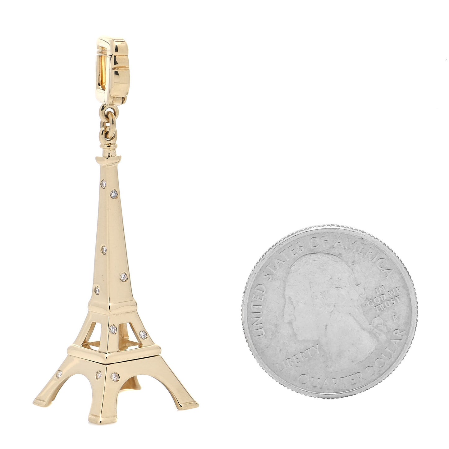 18K Yellow Gold Diamond Eiffel Tower Charm