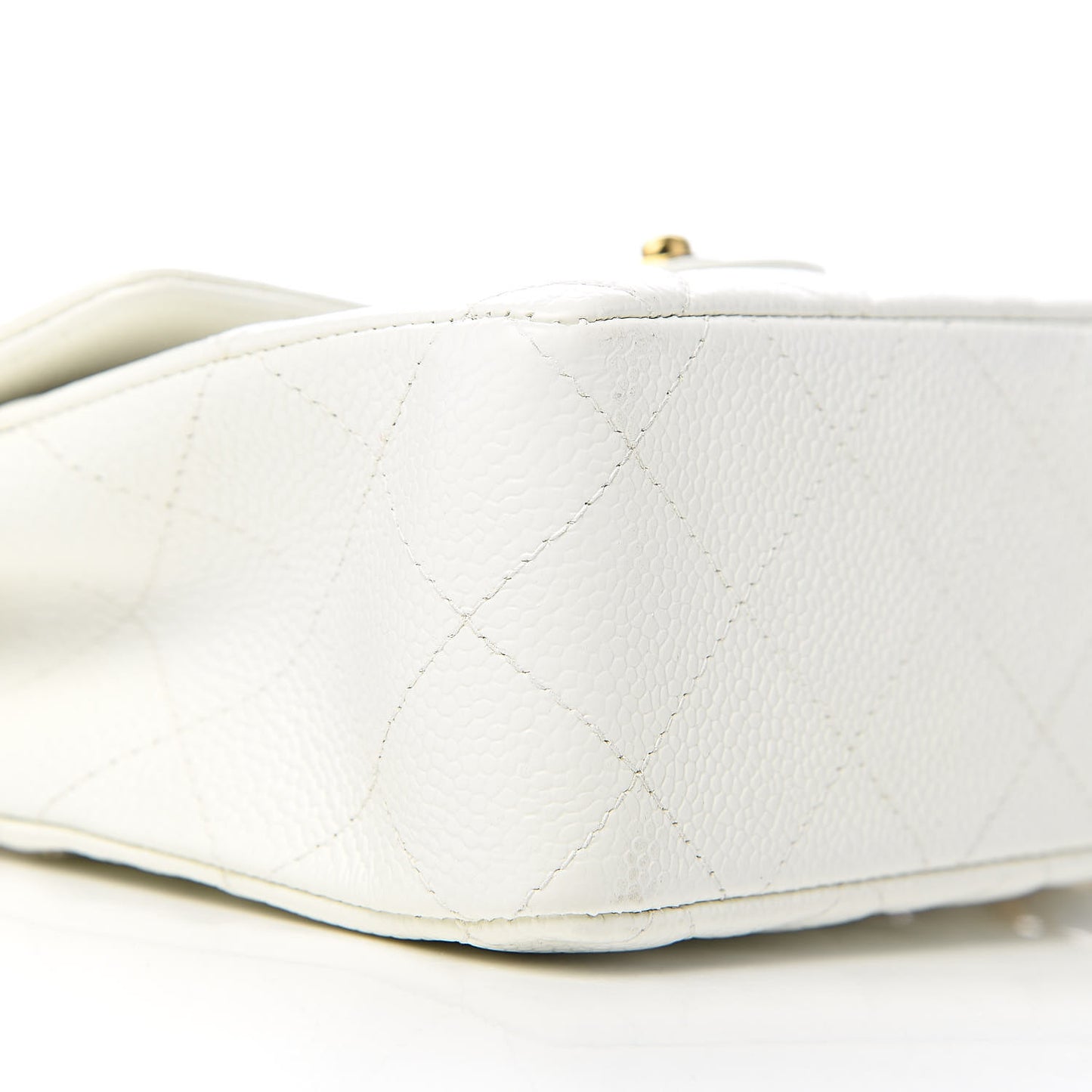 Caviar Quilted Mini Square Flap White
