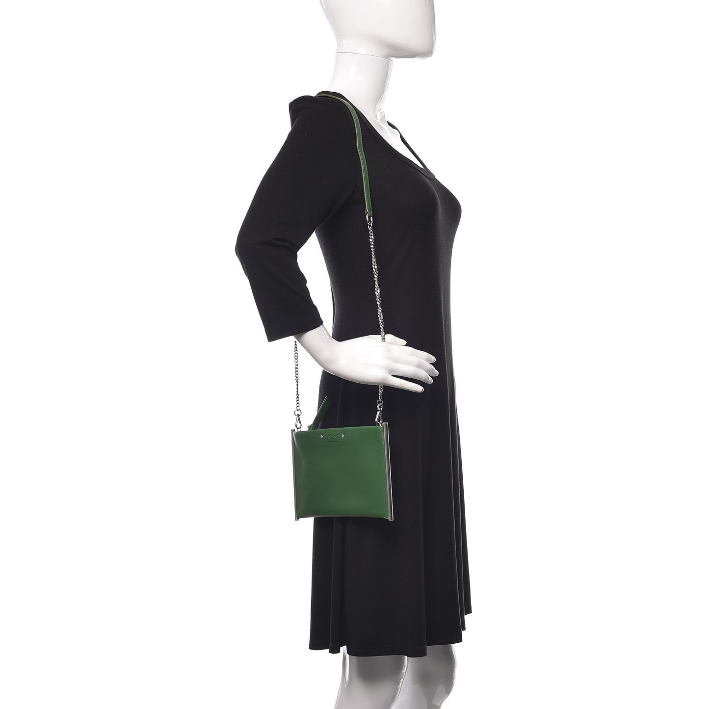 Calfskin Mini Roy Chain Pouch Green