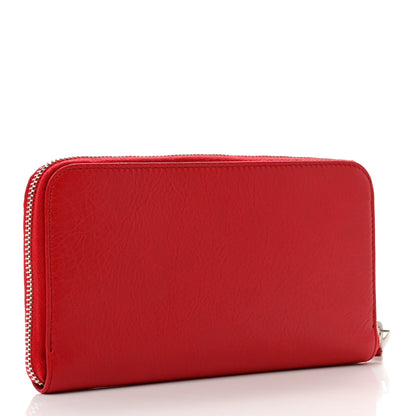 Balenciaga Agneau Continental Zip Around Wallet Cardinal 3 of 9