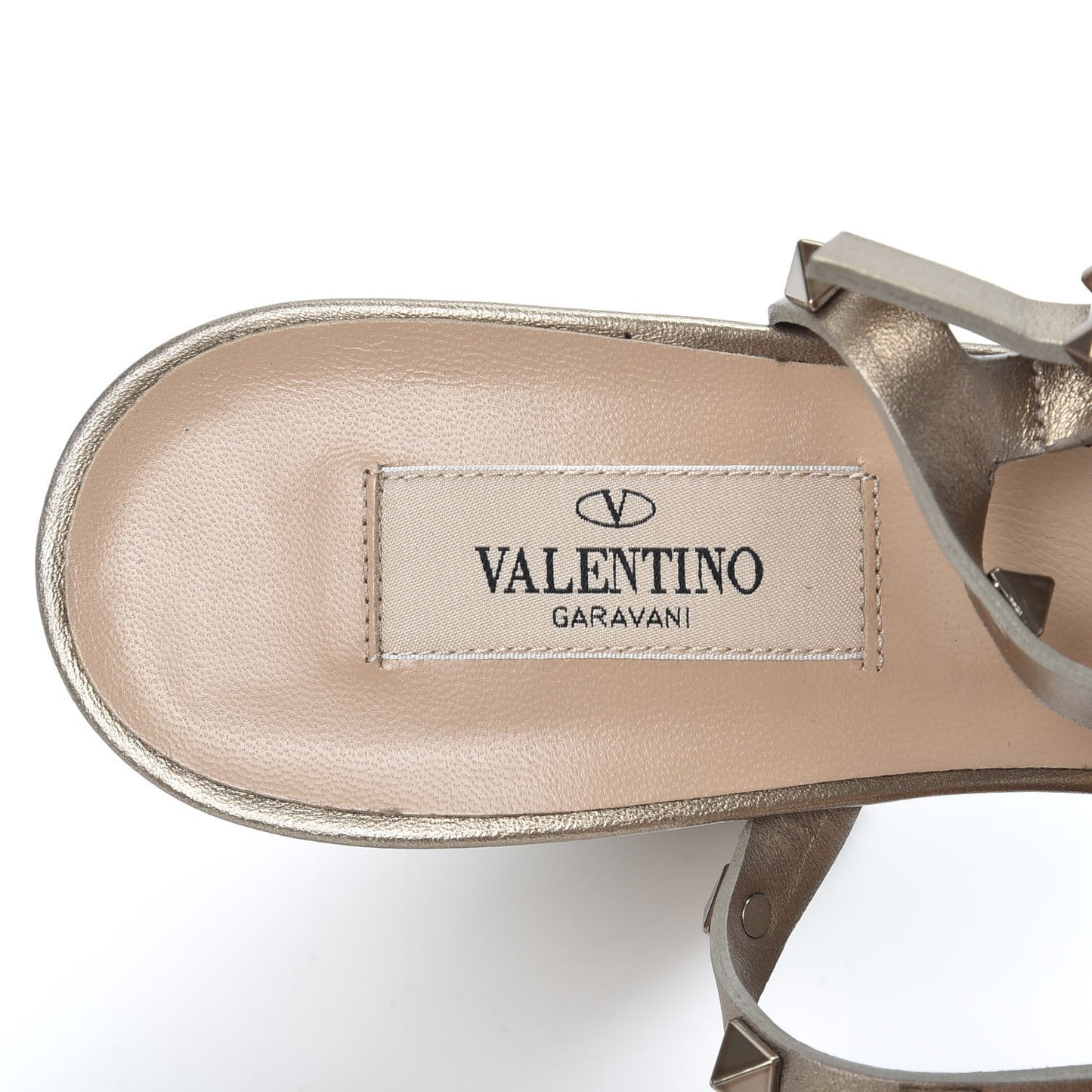 Metallic Calfskin Rockstud 90mm City Sandals 40 Skin