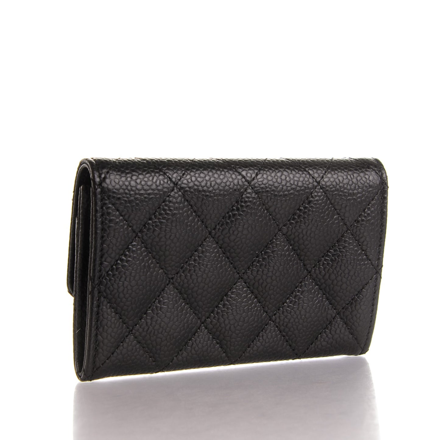 Caviar Quilted Flap Card Holder Black