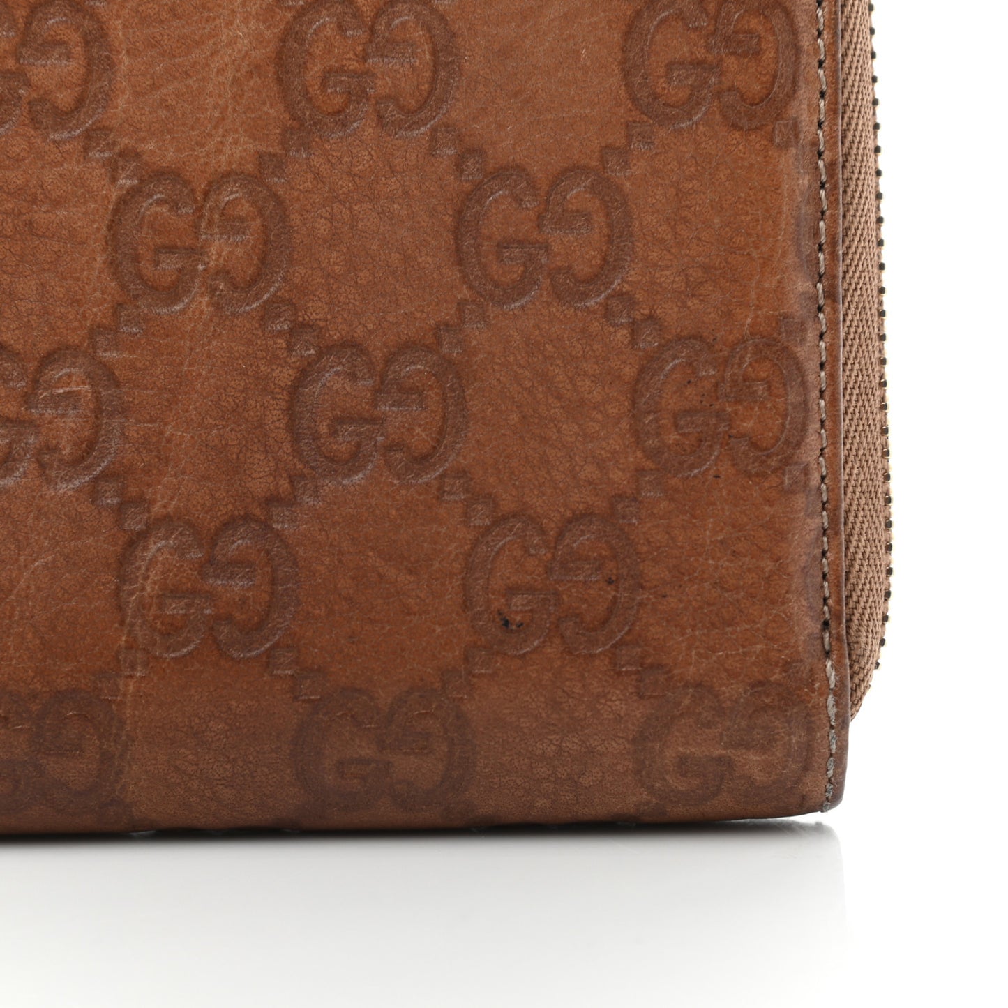Guccissima Bamboo Tassel Zip Around Wallet Natural Brown