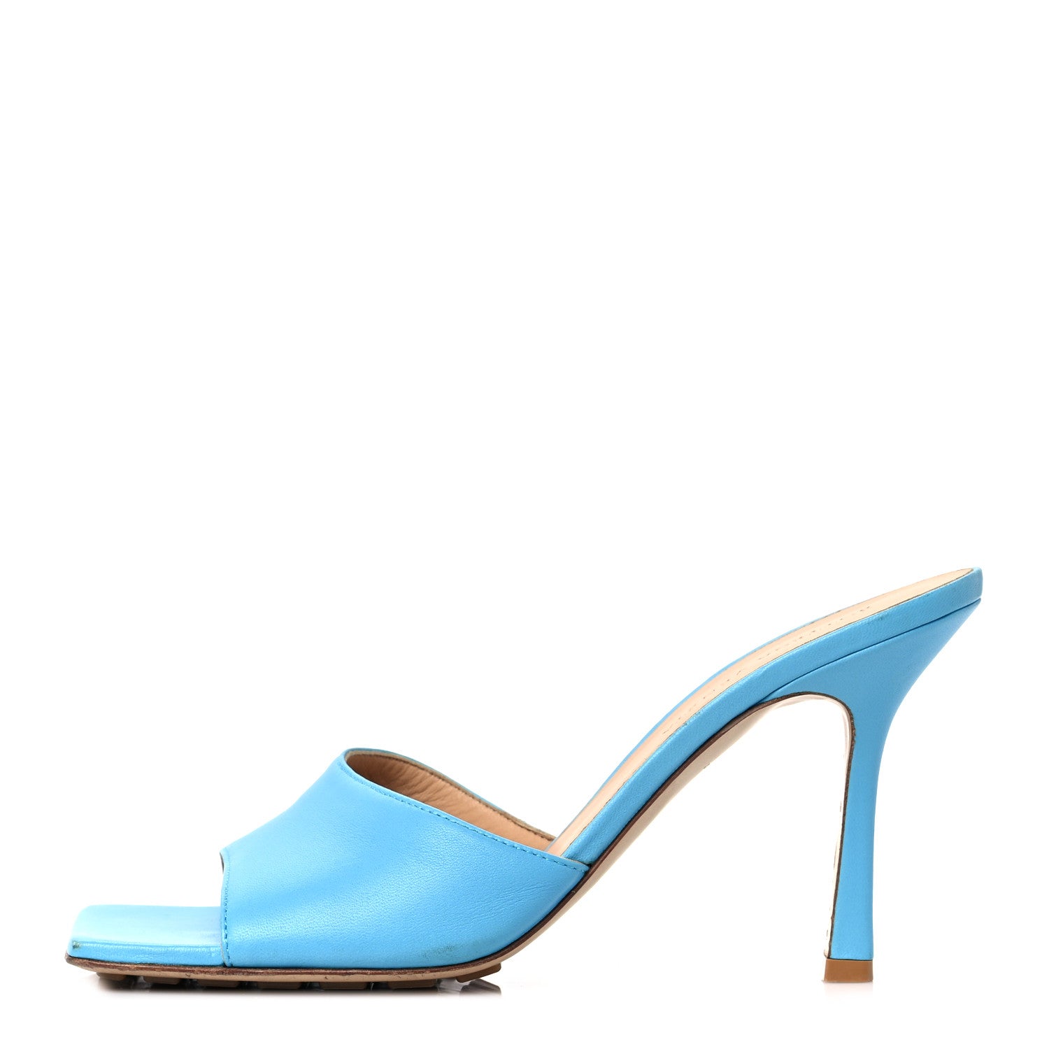 Bottega Veneta Lambskin Stretch Mule Sandals 39 Sky Blue 1 of 9
