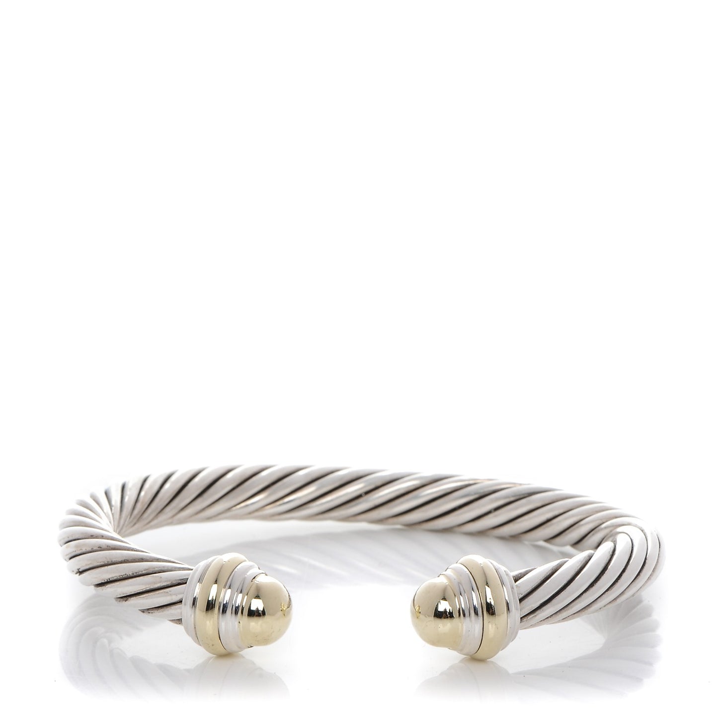 Sterling Silver 14K Yellow Gold 7mm Cable Classics Bracelet