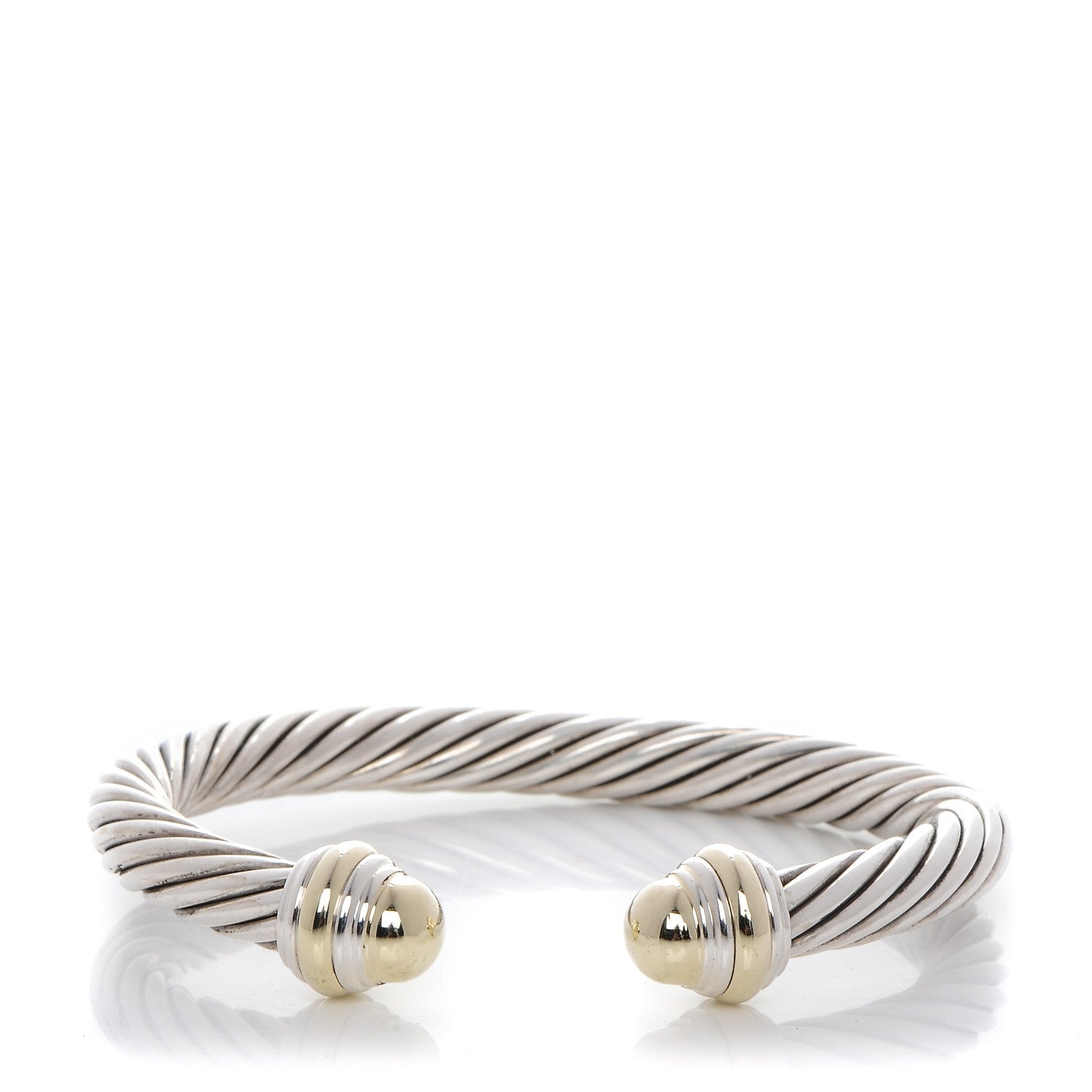 David Yurman Sterling Silver 14K Yellow Gold 7mm Cable Classics Bracelet 1 of 5