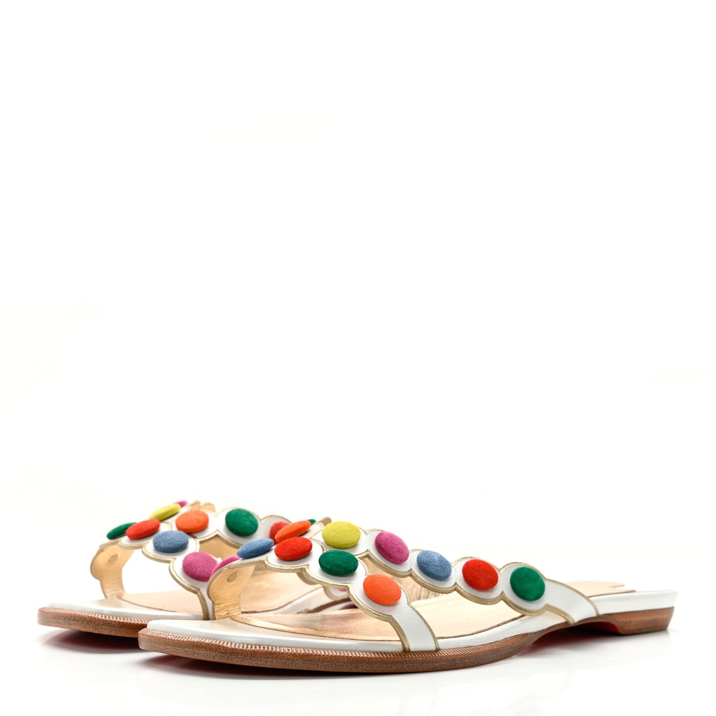 Kid Suede Smarta Flat Sandals 37.5 White Multicolor