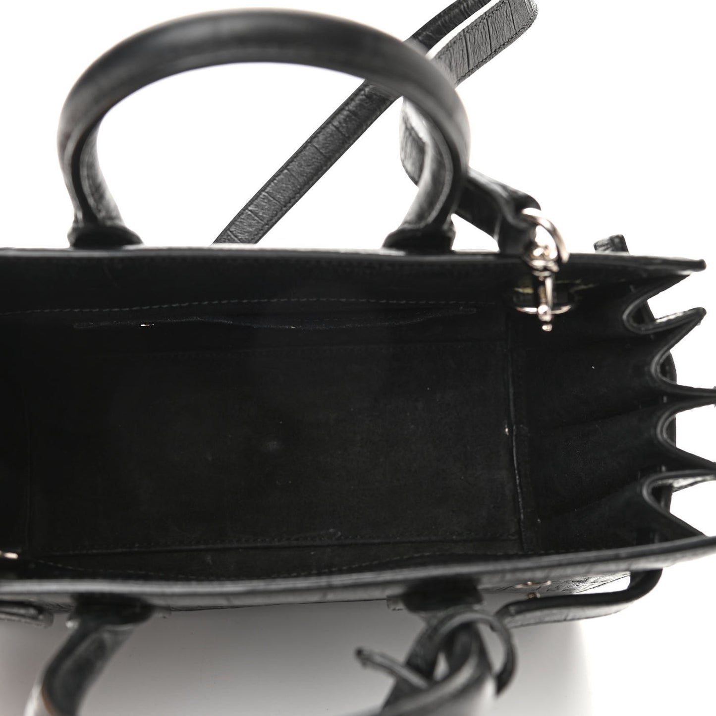 Calfskin Crocodile Embossed Nano Sac De Jour Black