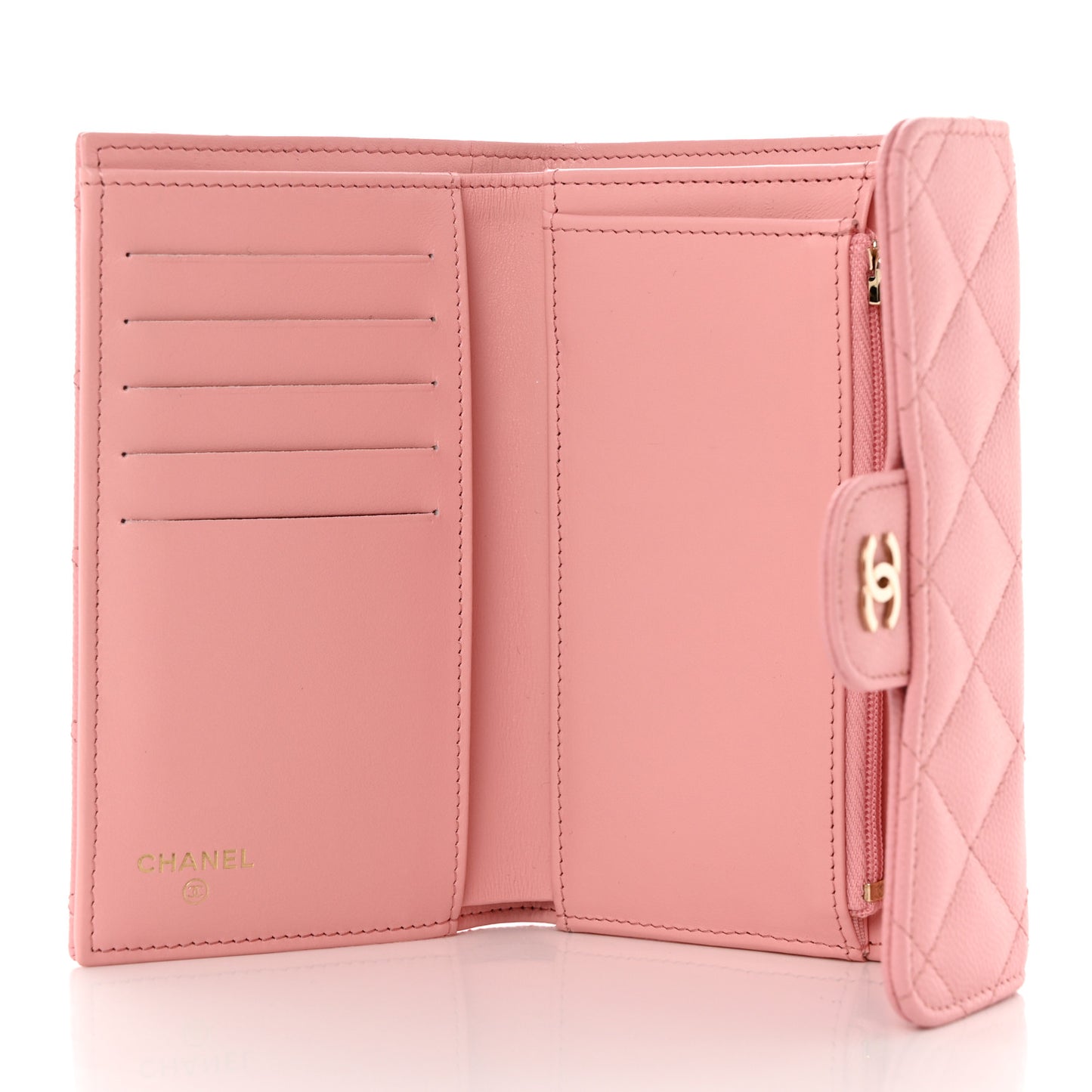 Caviar Quilted Medium Flap Wallet Pink