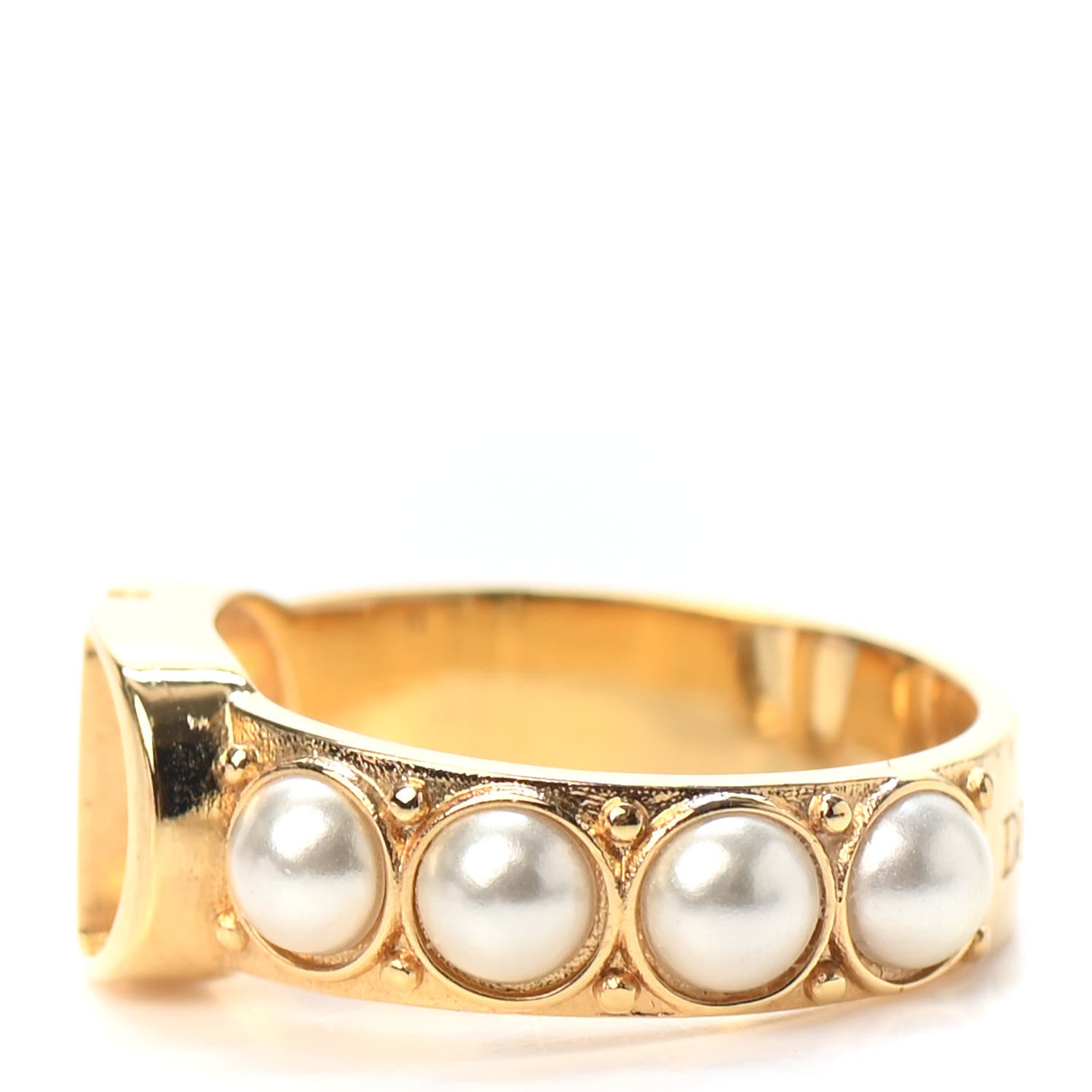 Christian Dior Metal Pearl 30 Montaigne Ring M Gold 2 of 4