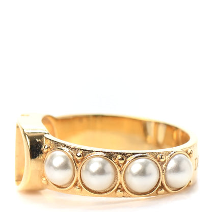 Christian Dior Metal Pearl 30 Montaigne Ring M Gold 2 of 4