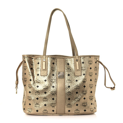 MCM Metallic Visetos Medium Liz Reversible Shopper Tote Gold 1 of 19