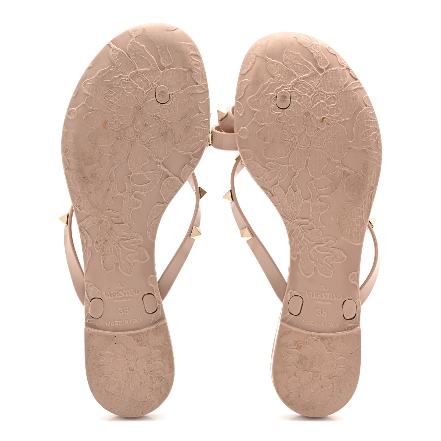 PVC Jelly Rockstud Bow Thong Sandals 38 Poudre