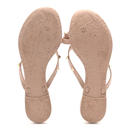 Valentino Garavani PVC Jelly Rockstud Bow Thong Sandals 38 Poudre 6 of 8