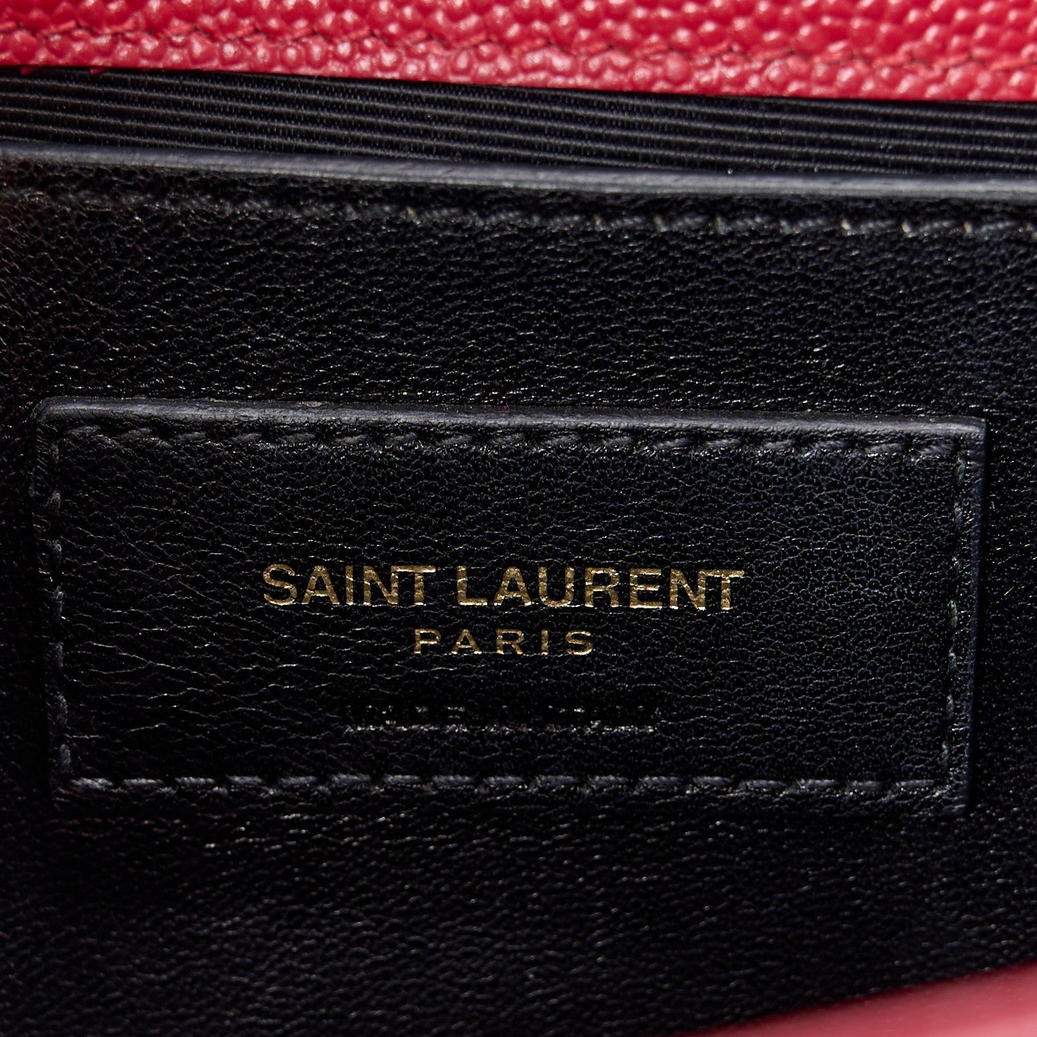 Saint Laurent Grain De Poudre Small Deconstructed Monogram Kate Satchel Red 6 of 13