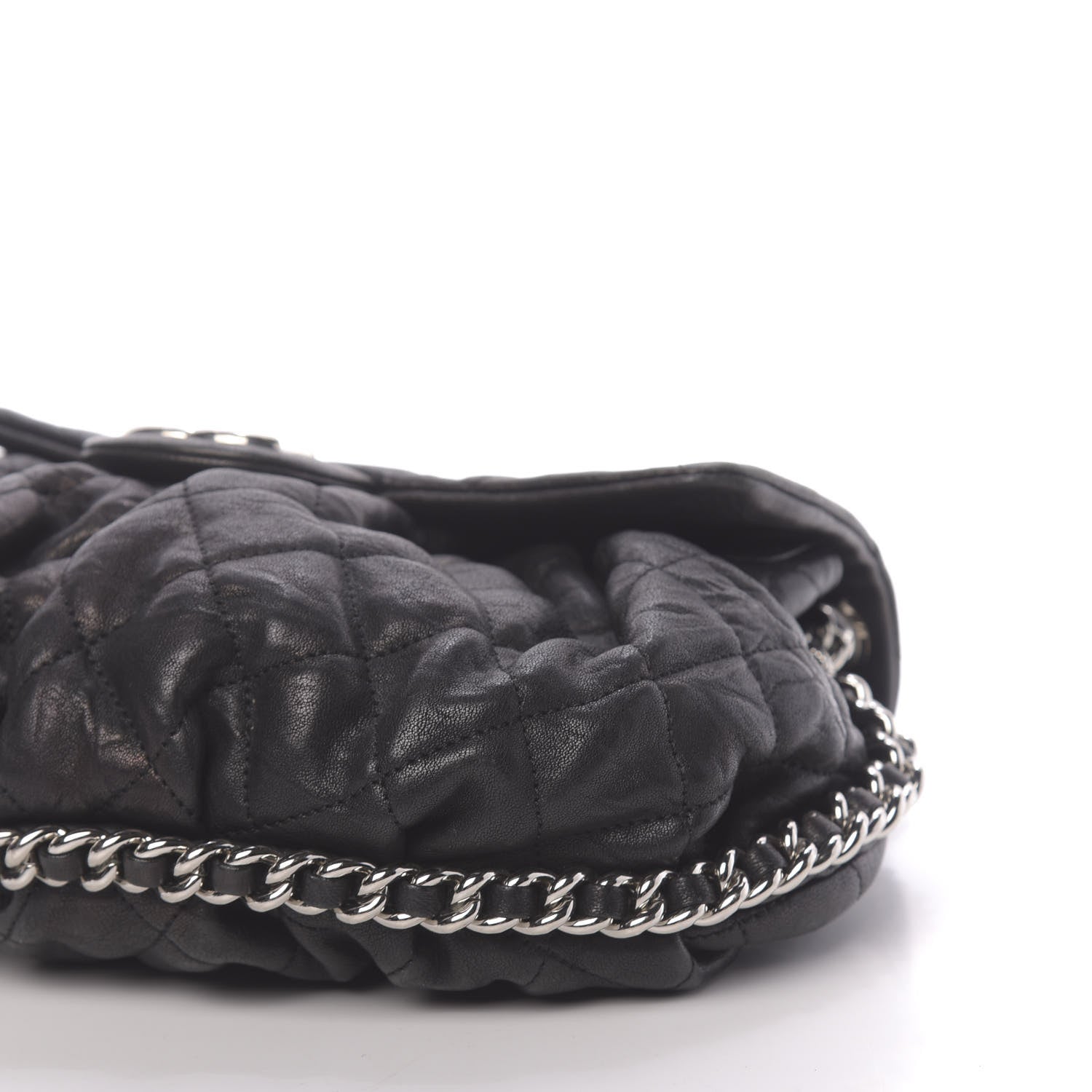 Chanel Washed Lambskin Quilted Medium Chain Around Messenger Black 10 of 11