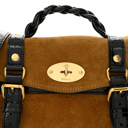 Mulberry X ALEXA CHUNG Suede Wrinkled Patent Mini Alexa Black Tan 7 of 9
