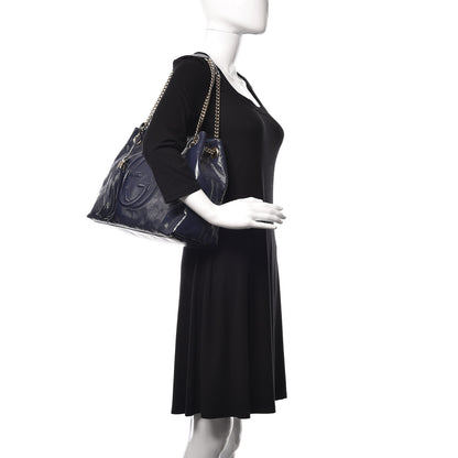 Gucci Patent Medium Soho Chain Shoulder Bag Uniform Blue 2 of 9