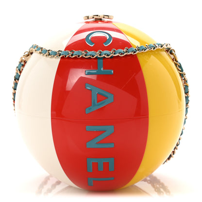 Chanel Plexiglass Coco Beach Ball Minaudiere Clutch Red White Yellow Blue 1 of 9