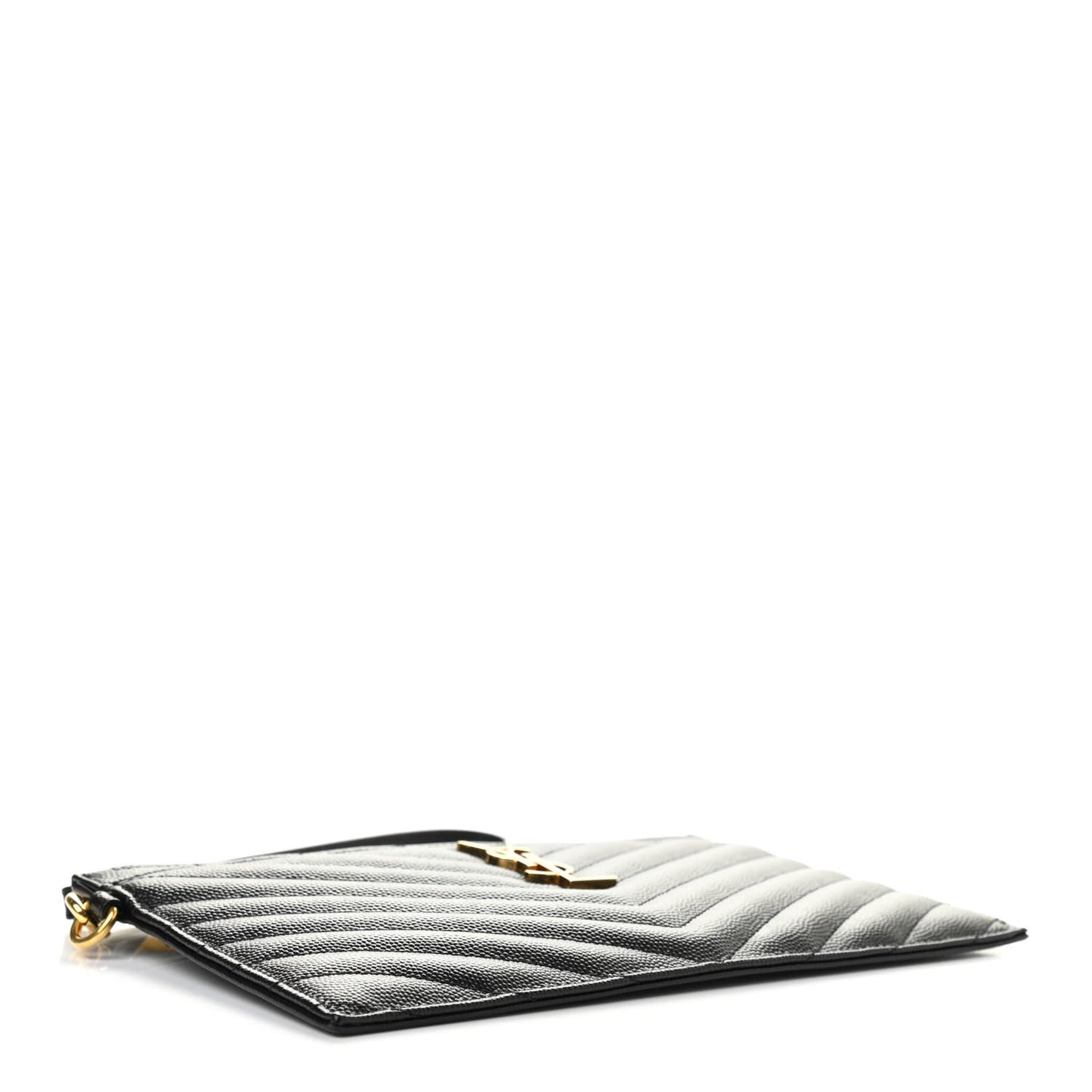 Grain De Poudre Chevron Monogram Large Bill Pouch Black