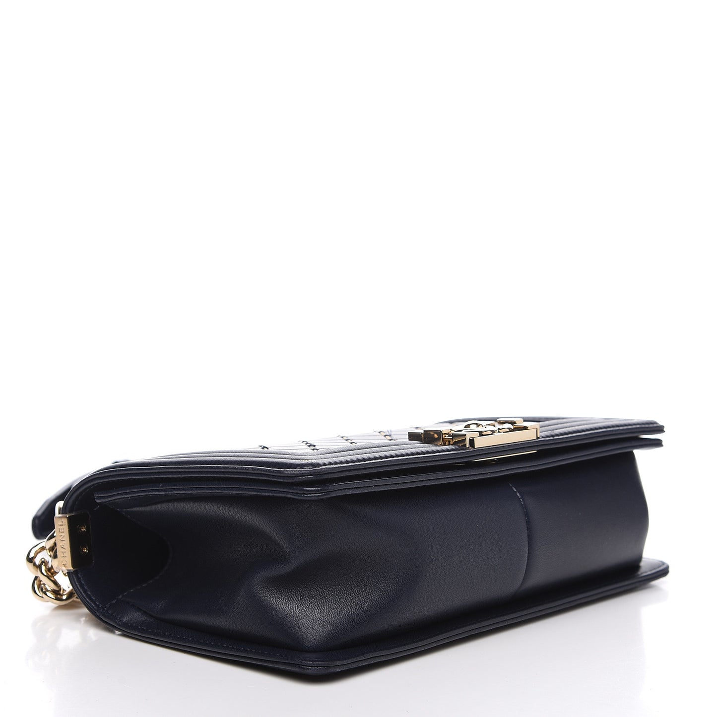 Lambskin Chain Quilted Medium Boy Flap Navy