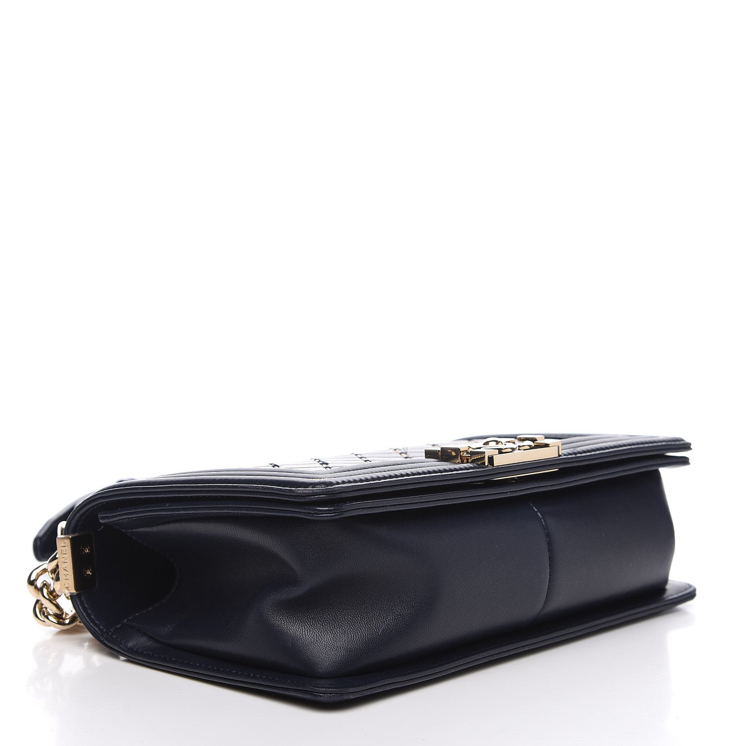Chanel Lambskin Chain Quilted Medium Boy Flap Navy 3 of 15
