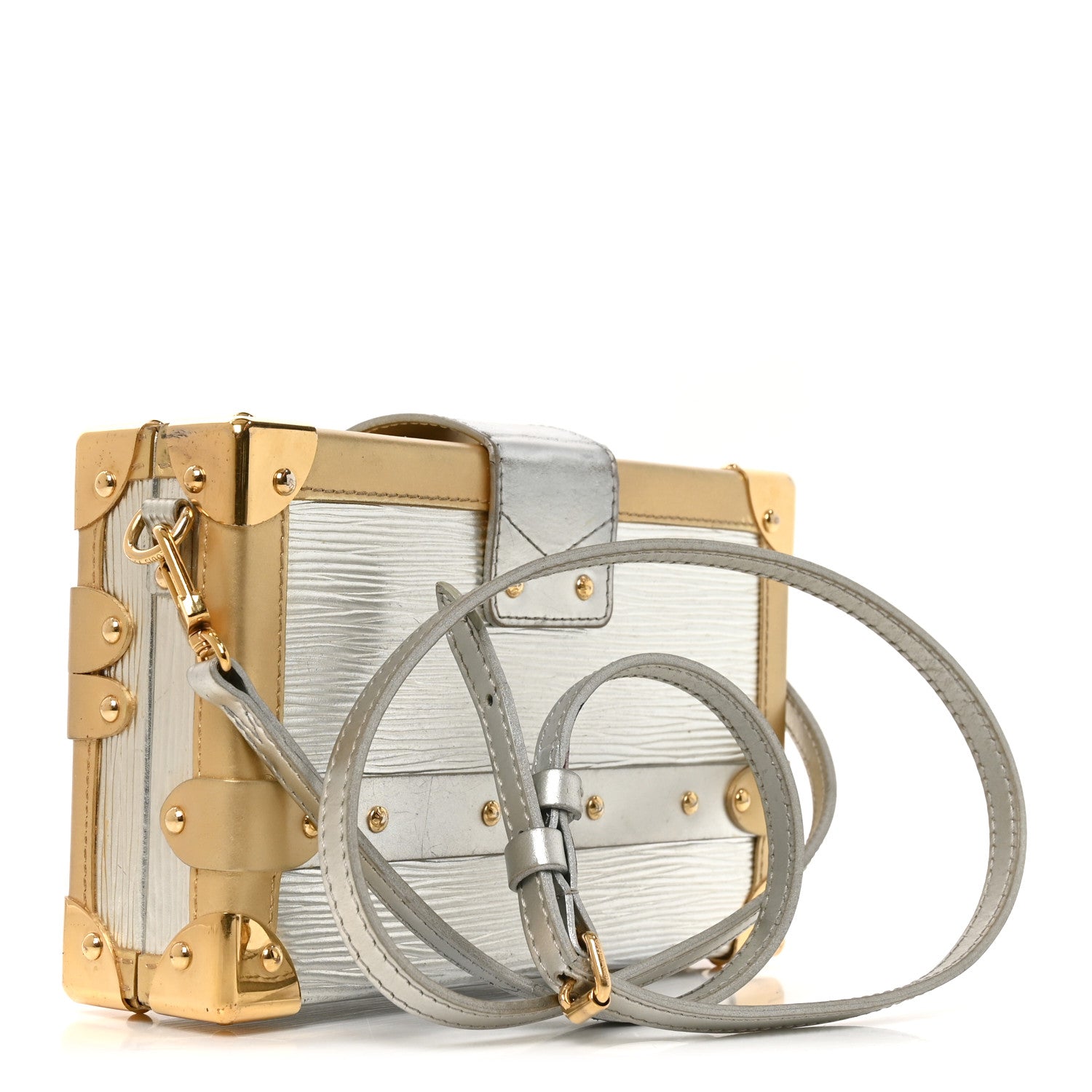Louis Vuitton Metallic Epi Petite Malle Silver Silver 3 of 10
