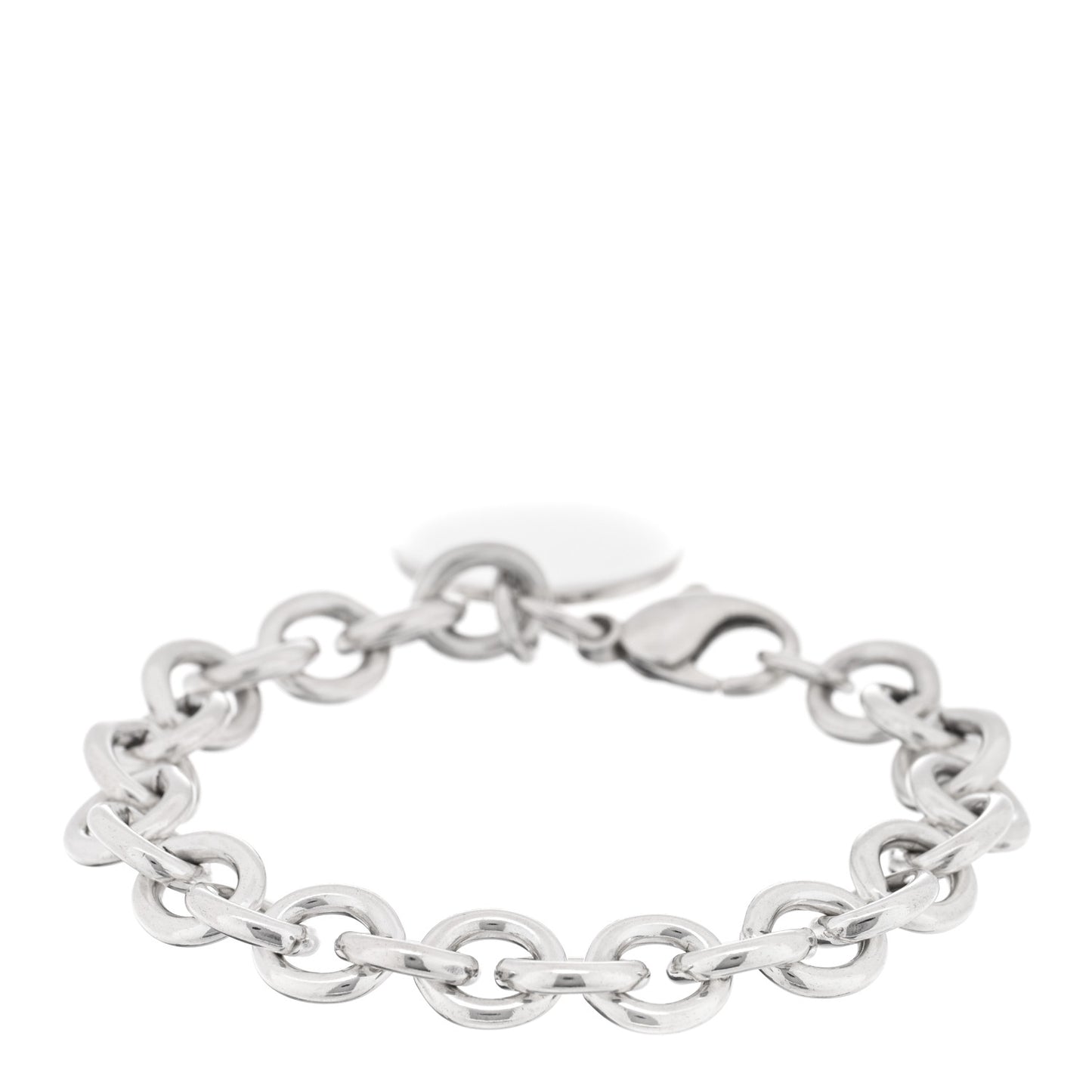 Sterling Silver Round Tag Charm Bracelet