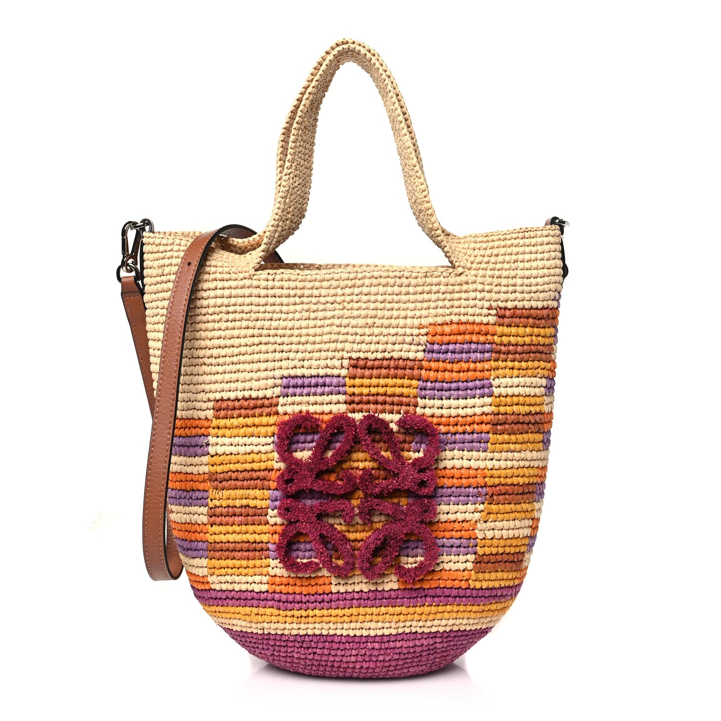 Raffia Paula's Ibiza Rainbow Slit Tote Bag Natural Multicolor