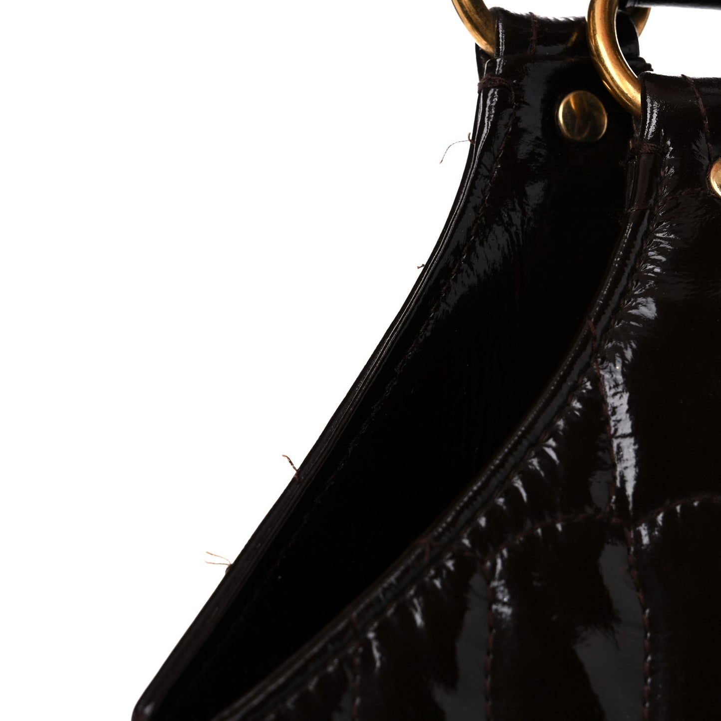 Patent Crocodile Embossed Tribute Tote Brown