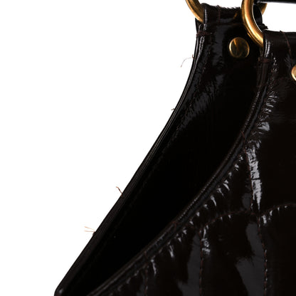 Saint Laurent Patent Crocodile Embossed Tribute Tote Brown 18 of 23