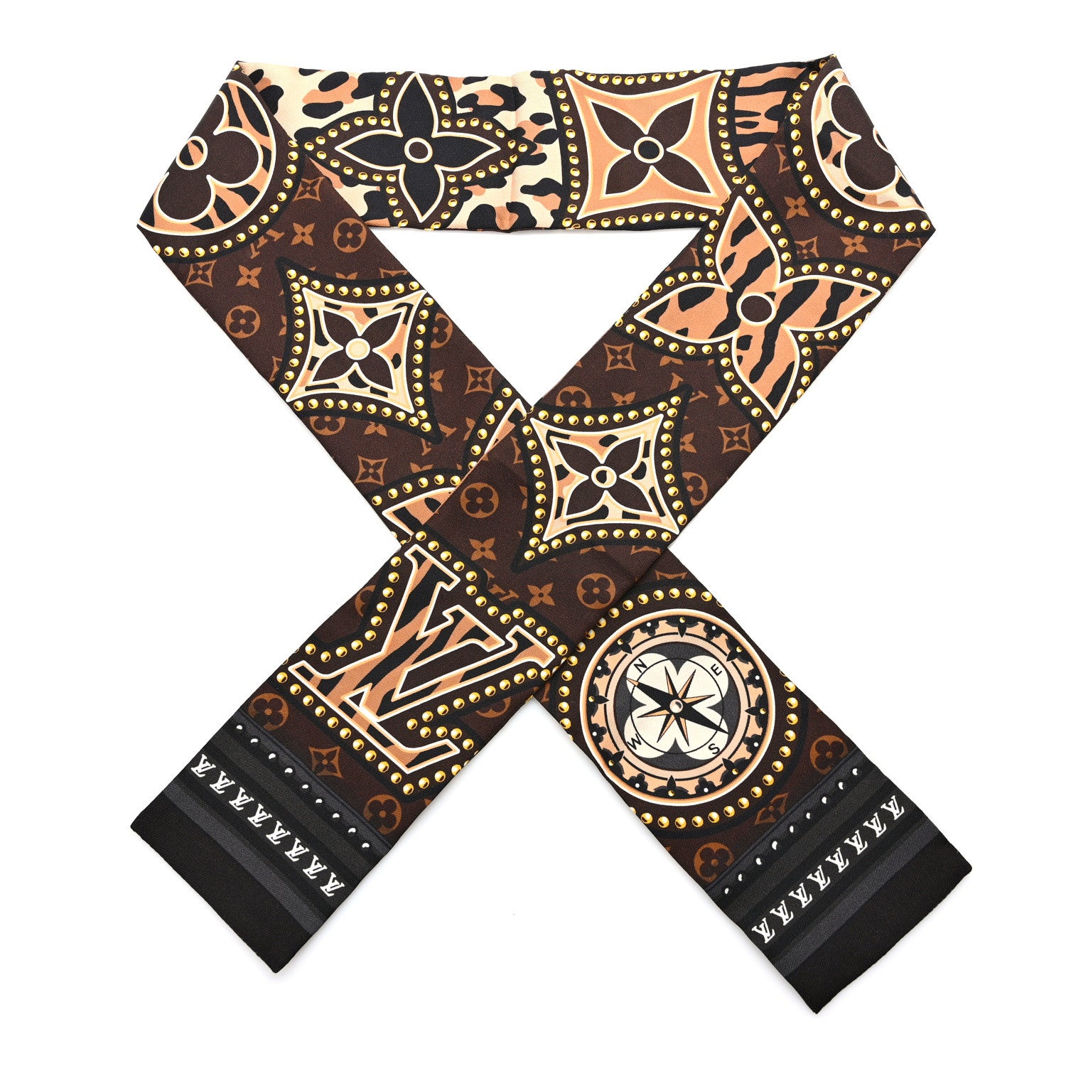 Louis Vuitton Silk Monogram LV World Bandeau Brown 1 of 4