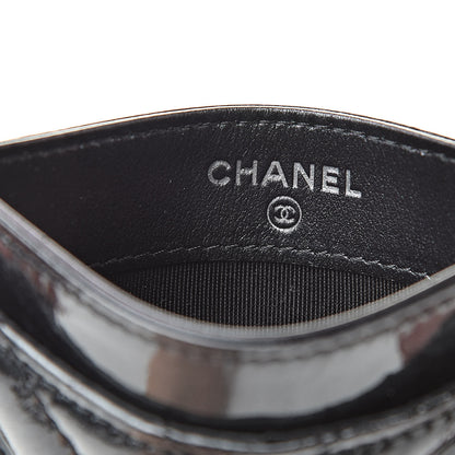 Chanel Patent Metallic Crumpled Calfskin Chevron Quilted Card Holder Black 6 of 9