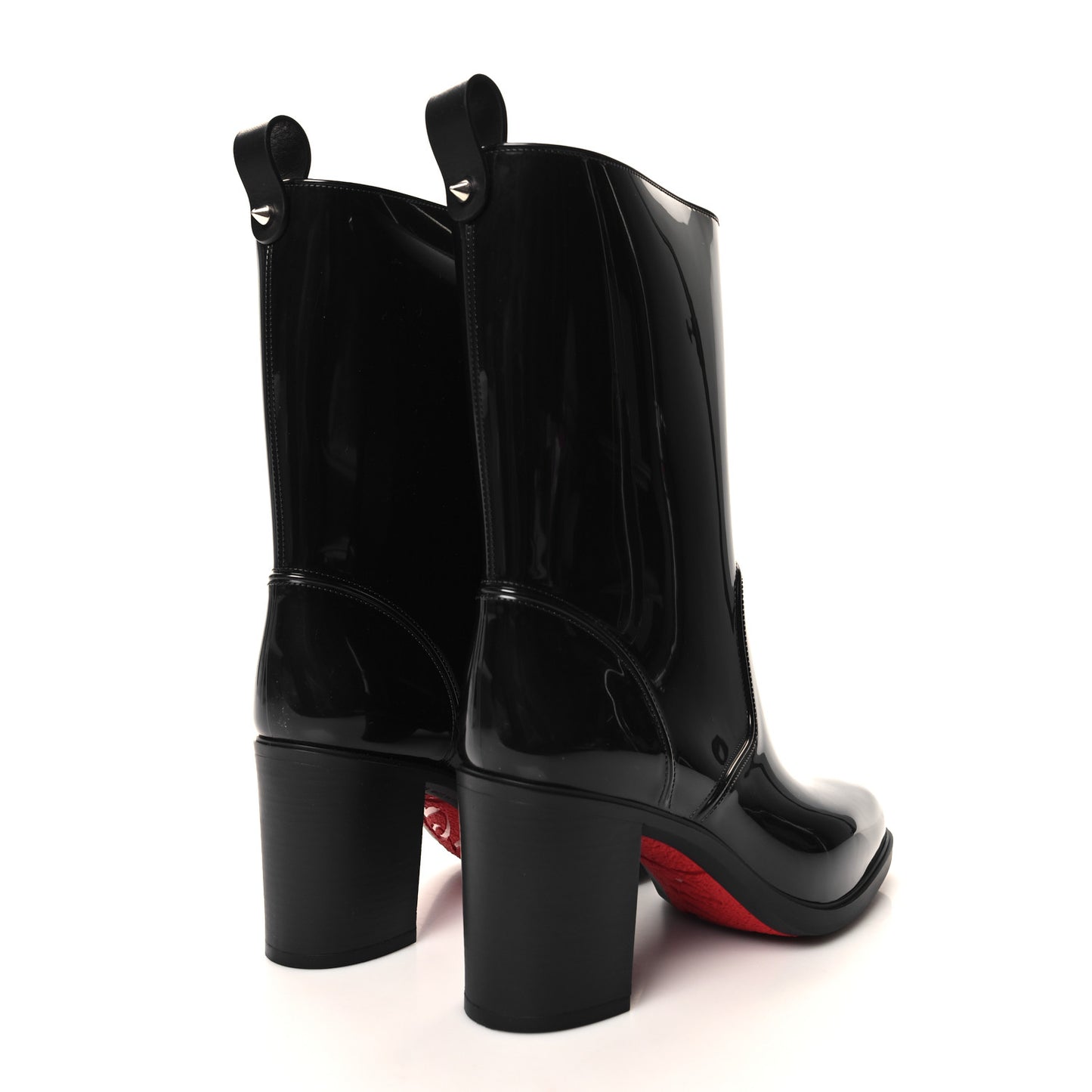 Recycled PVC Calfskin Loubirain 70 Boots 39 Black