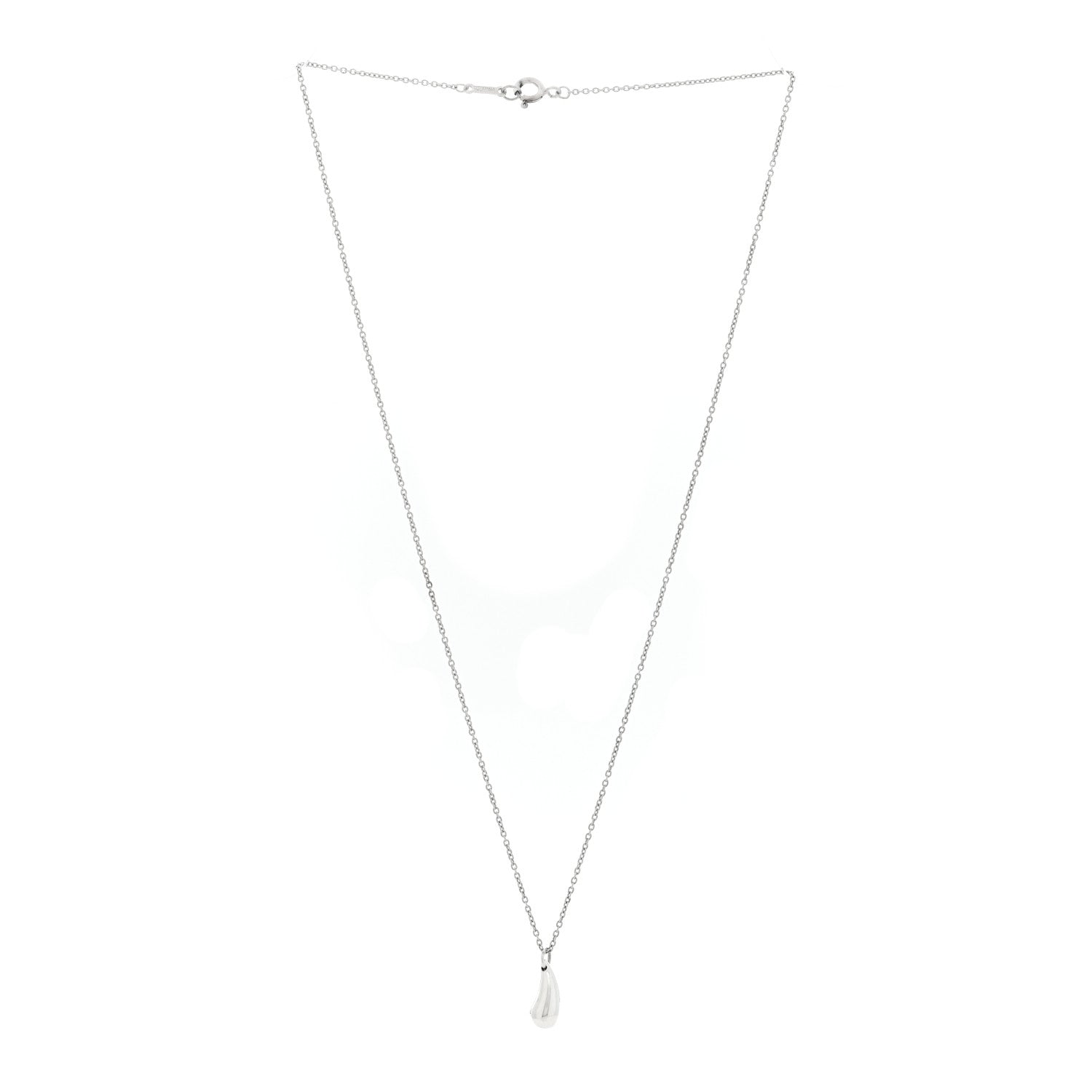 Tiffany Sterling Silver 12mm Elsa Peretti Teardrop Pendant Necklace 3 of 4