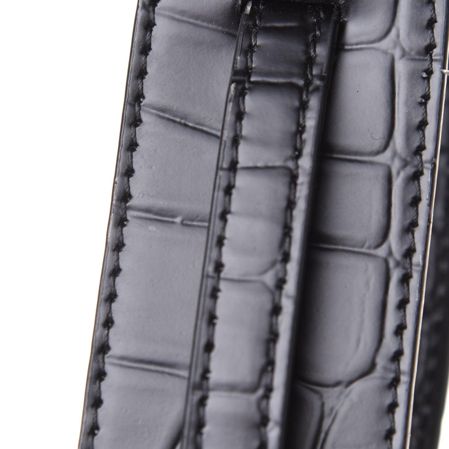 Semi Shiny Calfskin Crocodile Embossed Neo Classic Black Hardware Mini City Black