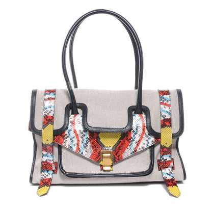 Proenza Schouler Canvas and Python Embossed Leather PS1 Small Keep All 1 of 7