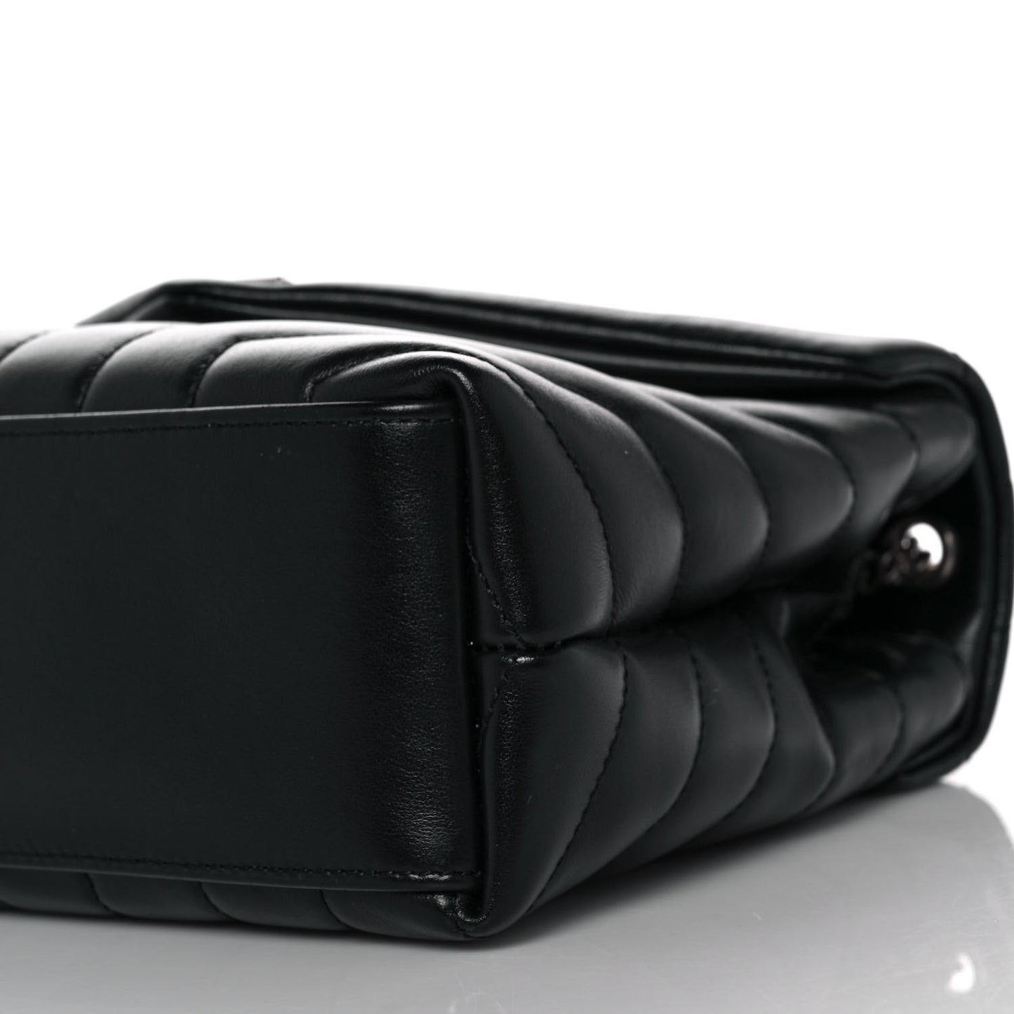 Calfskin Y Quilted Monogram Small Loulou Chain Satchel Black
