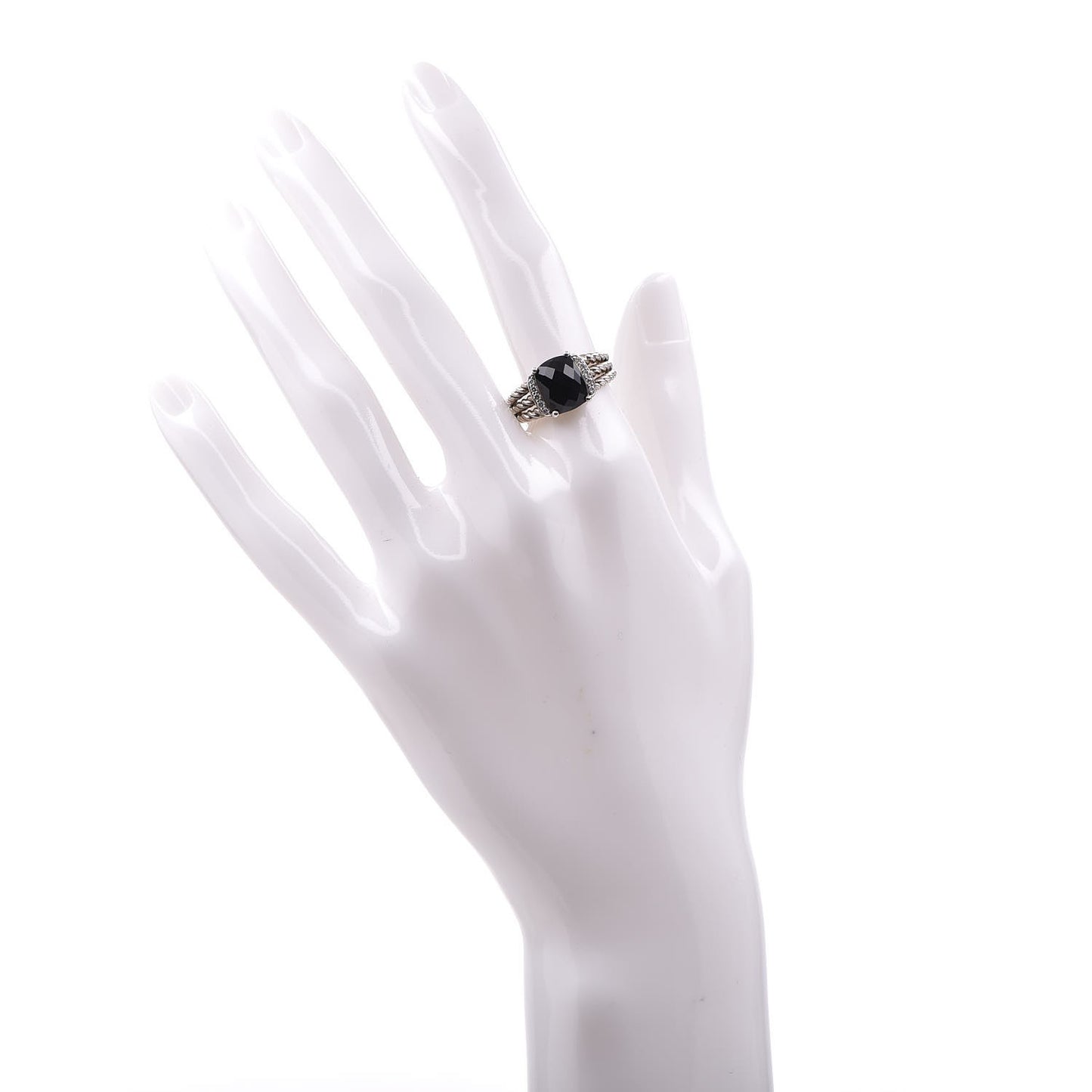 Sterling Silver Diamond Black Onyx 10mm Petite Wheaton Ring 54 7