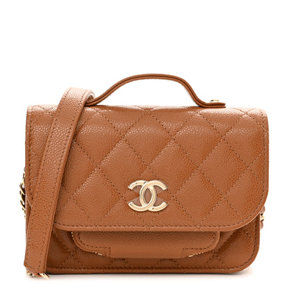Chanel Caviar Quilted Business Affinity Clutch With Chain Flap Camel 1 of 12