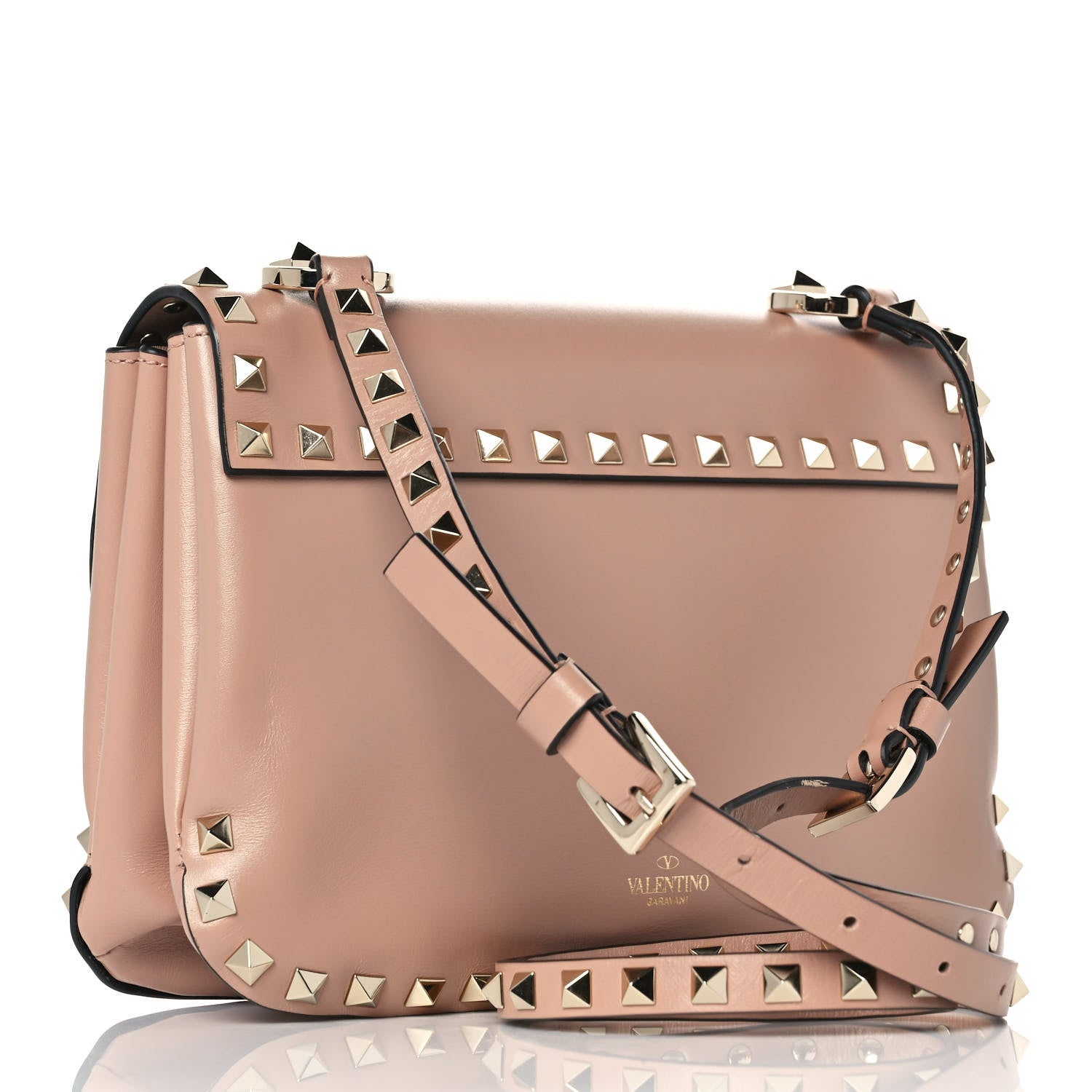 Valentino Garavani Vitello Small Rockstud Shoulder Bag Rose Cannelle 2 of 7