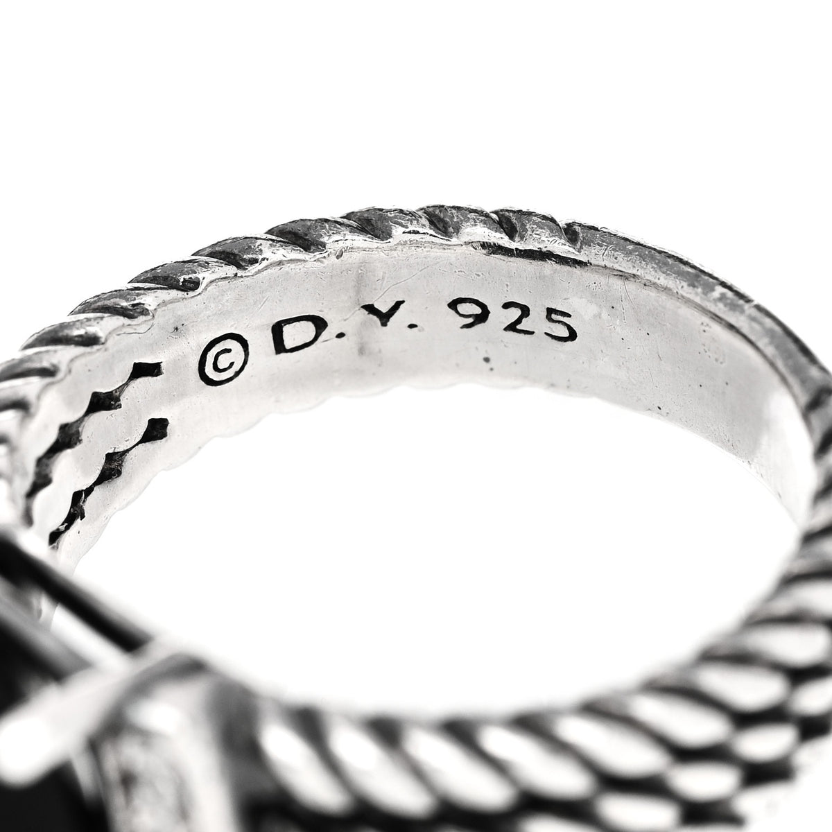 David Yurman Sterling Silver Diamond Black Onyx 10mm Petite Wheaton Ring 51 5.75 4 of 4
