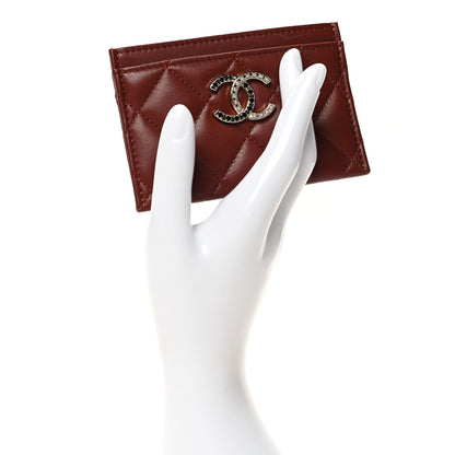 Chanel Lambskin Pearl Enamel Quilted CC Card Holder Brown 2 of 9