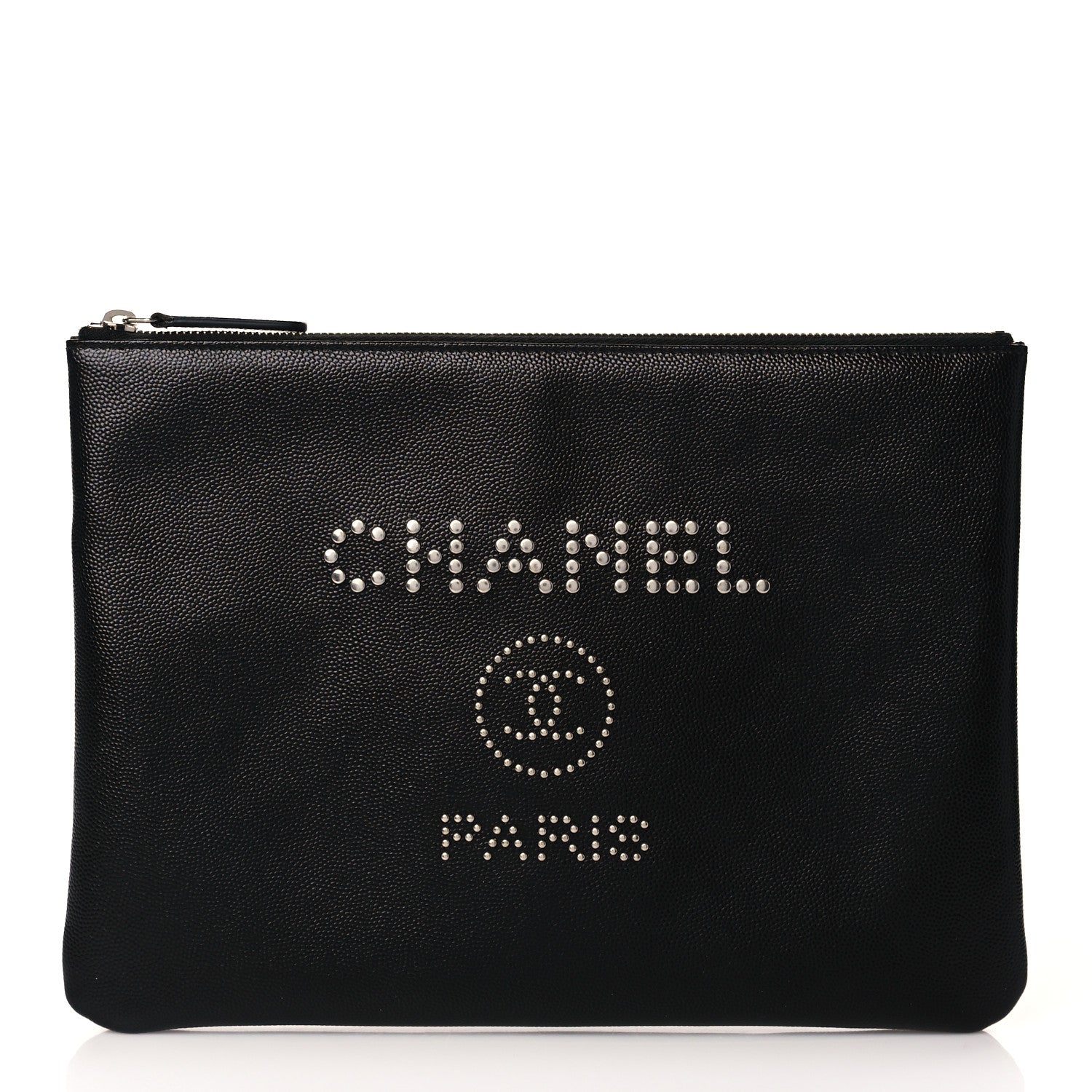 Chanel Caviar Studded Medium Deauville Pouch Black 1 of 11
