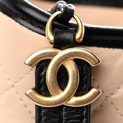 Chanel Aged Calfskin Quilted Small Gabrielle Hobo Beige Black 12 of 13