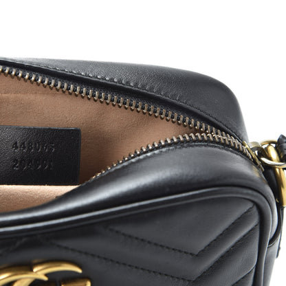 Gucci Calfskin Matelasse Mini GG Marmont Chain Shoulder Bag Black 7 of 9