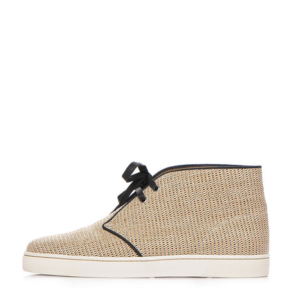 Christian Louboutin Mens Cotton Rafia Nono Flat Sneakers 45 Beige Black 1 of 9
