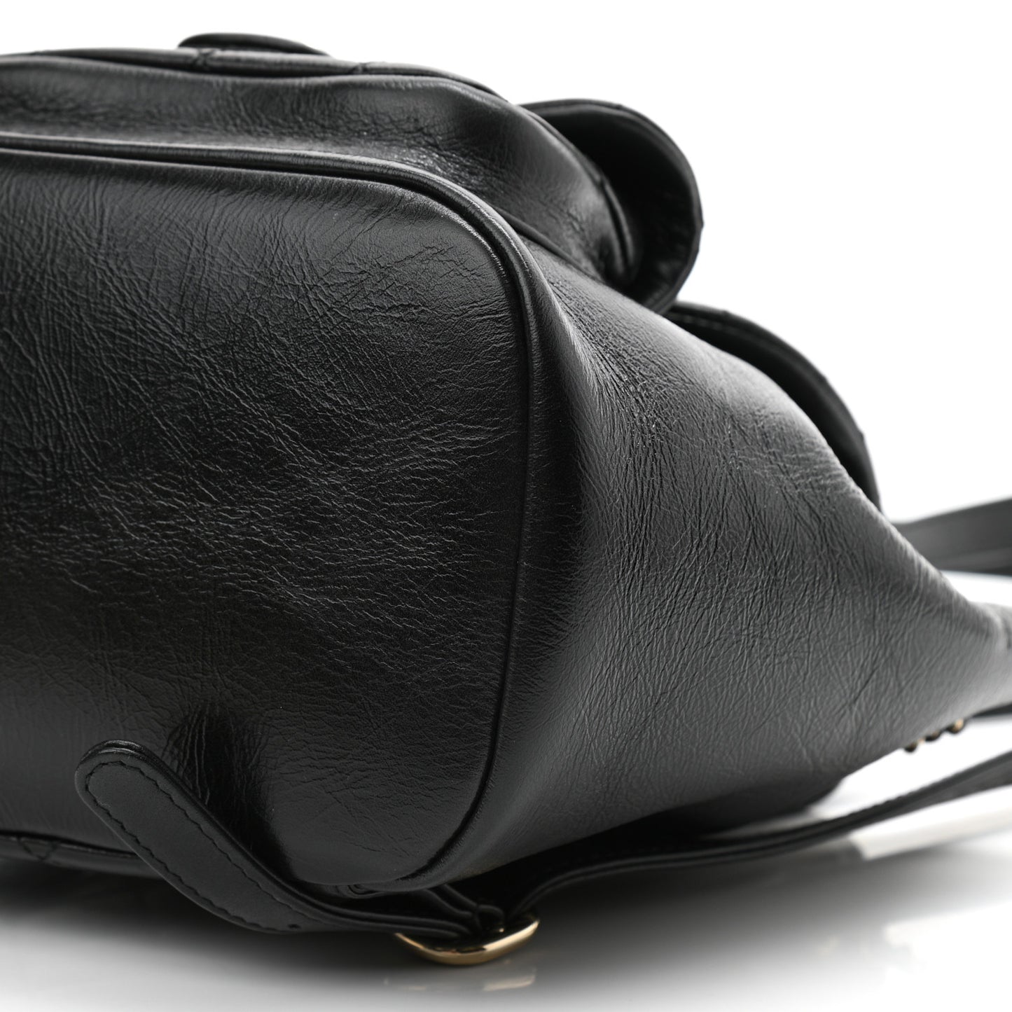 Glazed Aged Calfskin Quilted Small Duma Drawstring Backpack Black